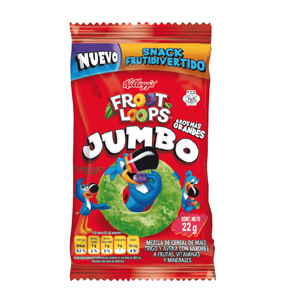 Cereal Kellogg Froot Loops Jumbo 8Un x22gr