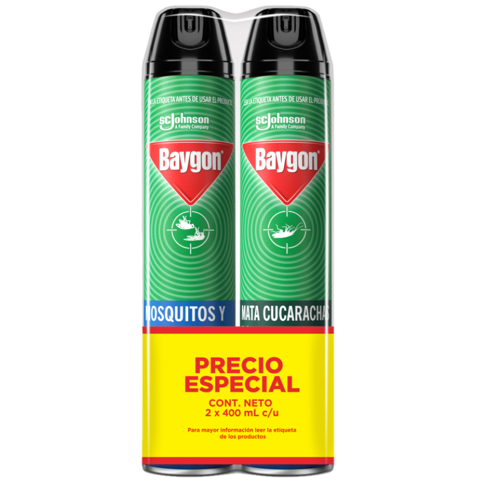 Insecticida Aerosol Baygon Verde 400ml + Baygon Azul 400ml