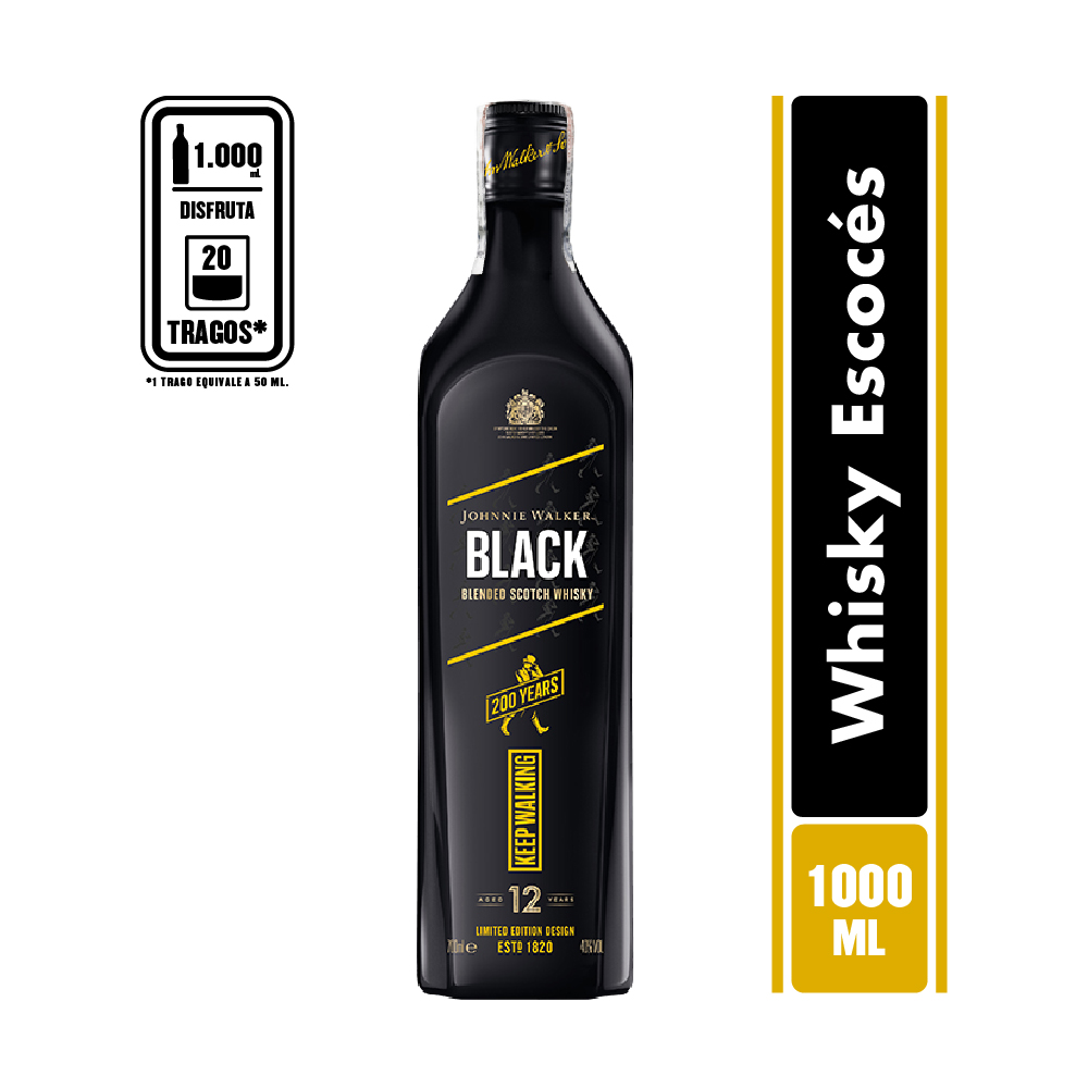 Whisky Johnnie Walker Black ICON 12años x1000ml