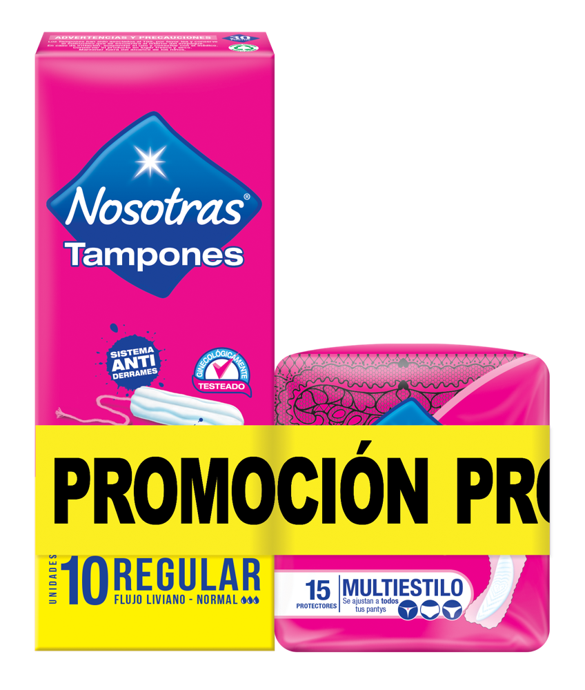 Tampones Nosotras Digital Regular x10 Tampones + Protectores Multiestilo x15
