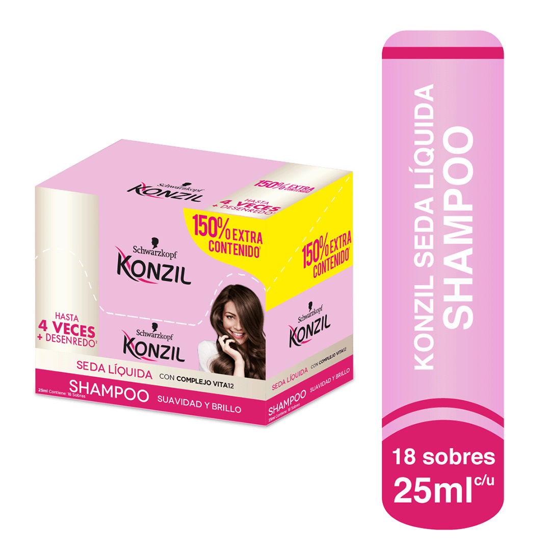 Shampoo Konzil Seda Líquida Con Complejo Vita12 x18Un x25ml
