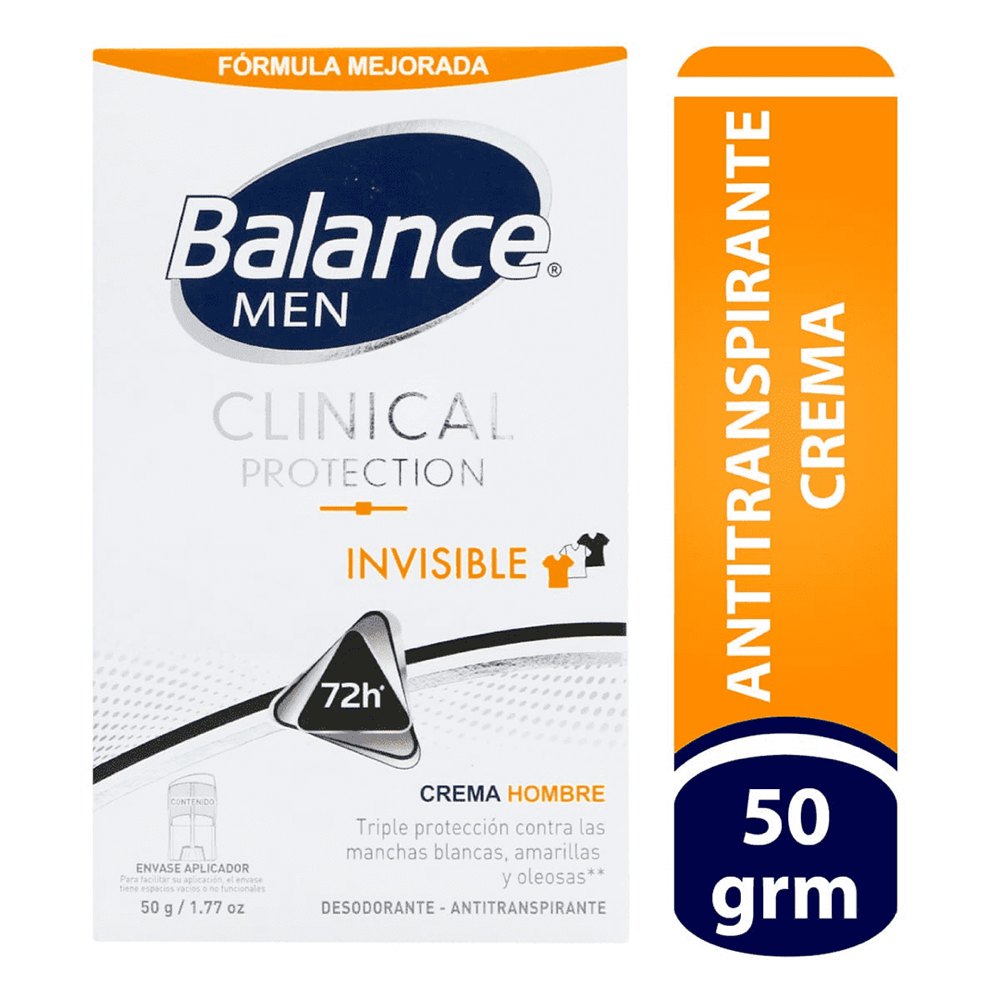 Desodorante Balance Clinical Crema Invisible Hombre 72 Horas x50gr