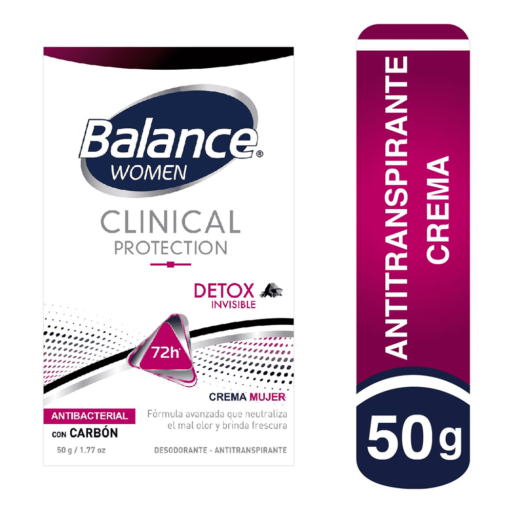 Desodorante Balance Clinical Crema Detox Mujer 72 Horas x50gr