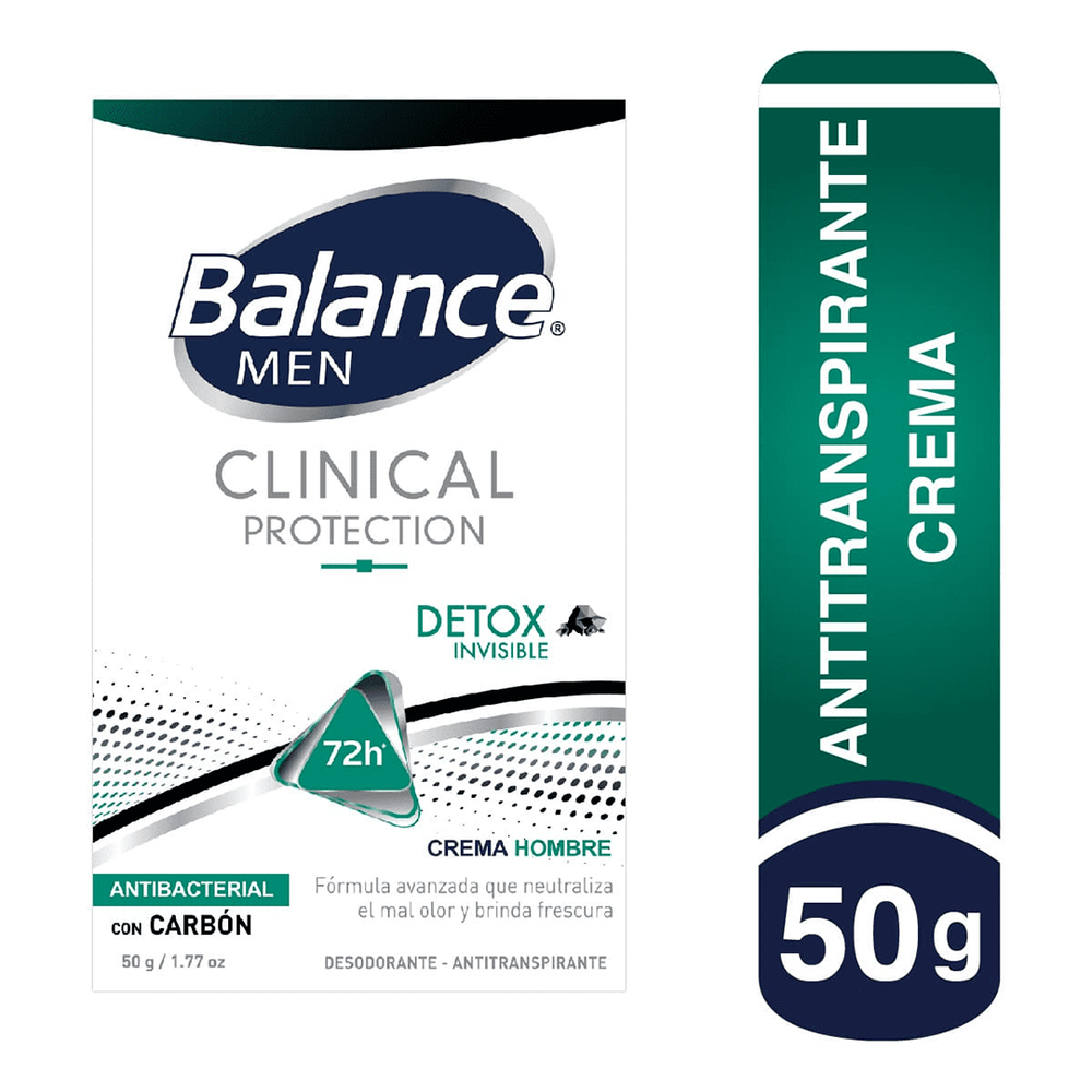 Desodorante Balance Clinical Crema Detox Hombre 72 Horas x50gr