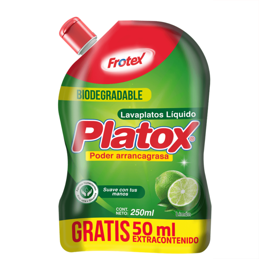 Lavaloza Liquido Platox Frotex Limón x200ml + 50ml Extracontenido