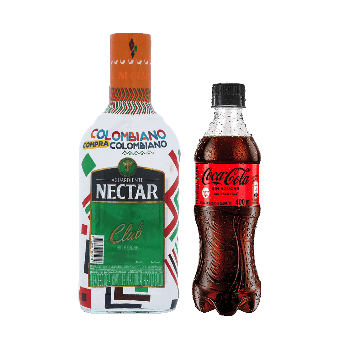 Aguardiente Nectar Club x375ml +  Gaseosa Coca-Cola Sin Azucar Petx400ml