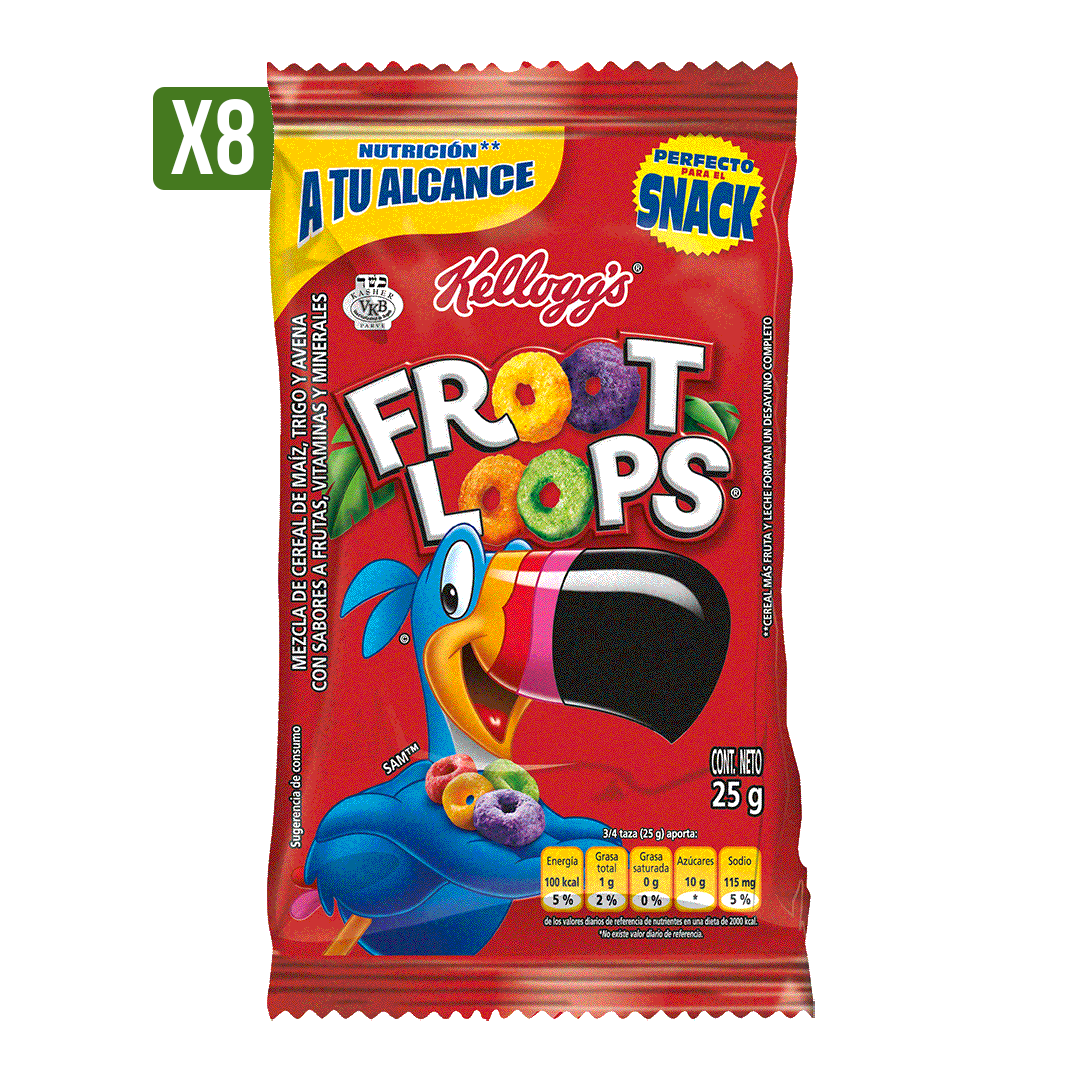 Cereal Kellogg Froot Loops Paketicos x8Un x33gr