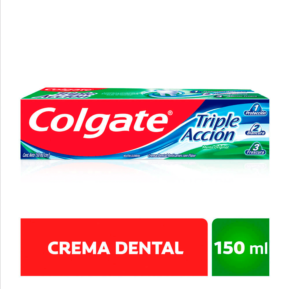 Crema Dental Colgate Triple Acción Menta Empaque Familiar x150ml