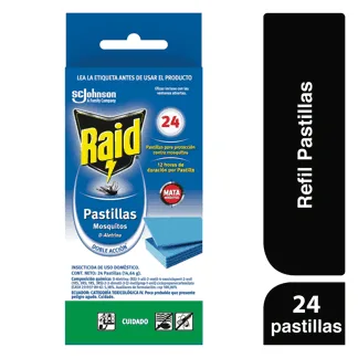 Raid Repelente En Pastilla Para Insectos Voladores 24 Pastillas x38gr