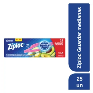 Ziploc Bolsa Reutilizable Para Guardar Medianas x25 Piezas