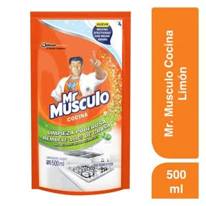 Mr Musculo Limpiador Quitagrasa Líquido Verde Doypack Repuesto x500ml