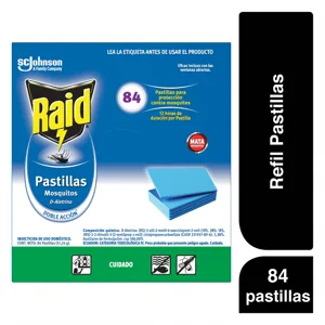Raid Repelente En Pastilla Para Insectos Voladores 84 Repuestos x100gr