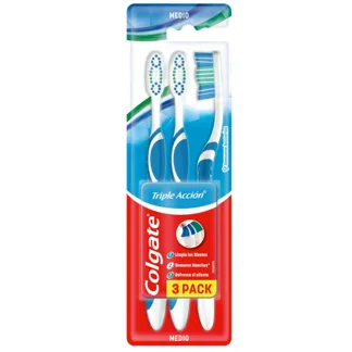 Cepillo Dental Colgate Triple Acción Mediano 3cepillos Empaque Económico