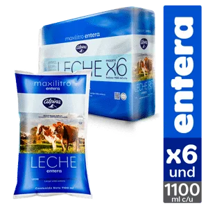 Leche Entera Alpina Bolsa x6Un x1100ml