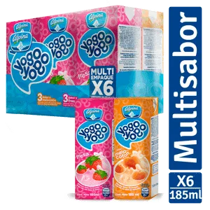 Yogurt Yogo Yogo Bisabor Caja x6Un x185ml