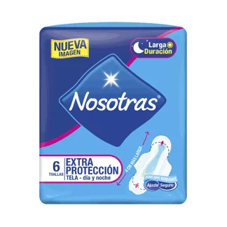Toalla Higienica Nosotras Extraprotección Tela x6 Toallas