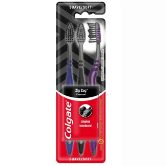 Cepillo Dental Colgate Zigzag Carbón x3 Cepillos
