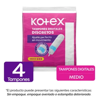 Tampón Kotex Digital Mediano Ristra x5Un x4 Tampones (Outlet)