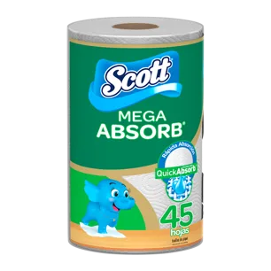 Toalla De Cocina Desechable Scott Mega Absorb x1 Rollo x45 Hojas