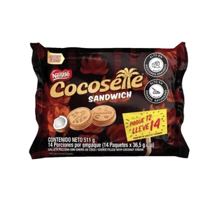 Oferta (Galletas Cocosette Sandwich x511gr Pague 12 Lleve 14 Extra Contenido)