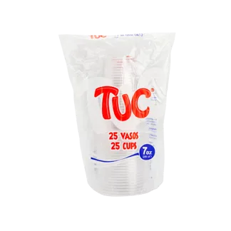 Vaso Tuc 7 Onzas Transparente x25Un