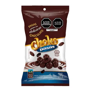 Choko Pasas bañado Chocolate. Bolsa 80gr.