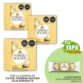 Ferrero Rocher T4. (03 unidades) - GRATIS: 01 Ferrero Rocher Bolsa T3.