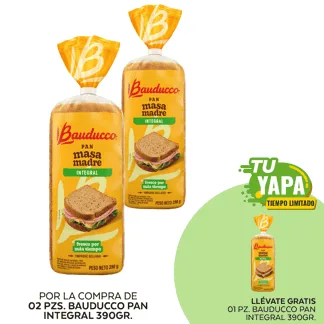 Bauducco Pan Integral 390gr. (02 unidades) - GRATIS: 01  Bauducco Pan Integral 390gr.