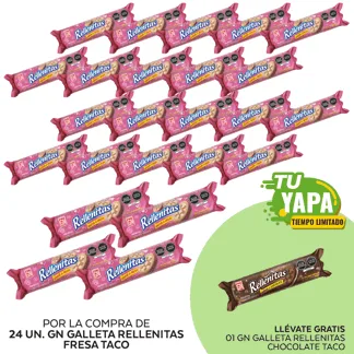 GN Galleta Rellenitas Fresa Taco. (24 unidades) - GRATIS: 01 GN Galleta Rellenitas Chocolate Taco.
