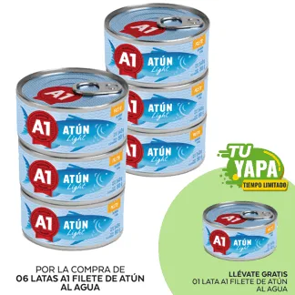 A1 Filete Atún Agua. Lata 140g. (06 unidades) - GRATIS: 01 A1 Filete Atún Agua. Lata 140g.