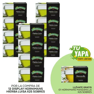 Hornimans Infusiones Hierba Luisa. Display x 25 sobres. (12 display) - GRATIS: 01 Hornimans Manzanilla. (25 sobres).