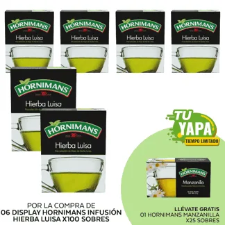 Hornimans Infusiones Hierba Luisa. Display x 100 sobres. (06 display) - GRATIS: 01 Hornimans Manzanilla. (25 sobres).