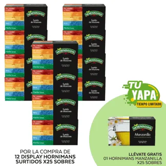 Hornimans Infusiones Surtido. Display x 25 sobres. (12 display) - GRATIS: 01 Hornimans Manzanilla. (25 sobres).