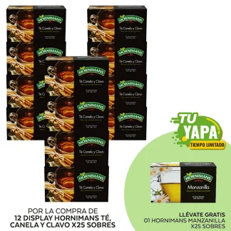 Hornimans Te, Canela y Clavo. Display x 25 sobres. (12 display) - GRATIS: 01 Hornimans Manzanilla. (25 sobres).