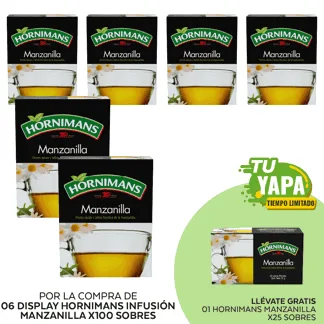  Hornimans Infusión Manzanilla. Display x 100 sobres. (06 display) - GRATIS: 01 Hornimans Manzanilla. (25 sobres).