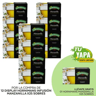 Hornimans Infusión Manzanilla. Display x 25 sobres. (12 display) - GRATIS: 01 Hornimans Manzanilla. (25 sobres).