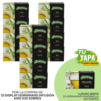 Hornimans Infusión Anís. Display x 25 sobres. (12 display) - GRATIS: 01 Hornimans Manzanilla. (25 sobres).