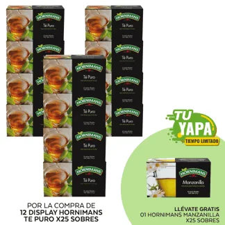 Hornimans Te Puro. Display x 25 sobres. (12 display) - GRATIS: 01 Hornimans Manzanilla. (25 sobres).