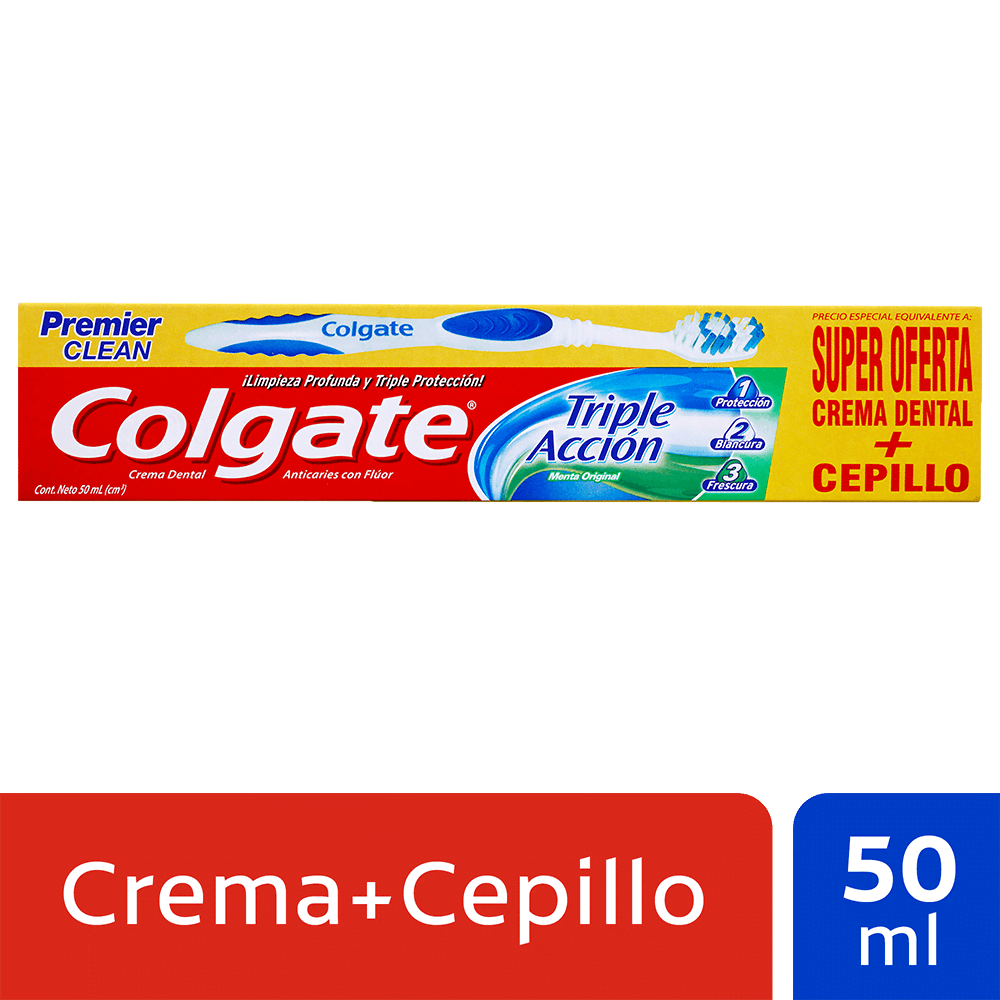 Crema Dental Colgate Triple Acción 50ml + Cep Premier Clean PE