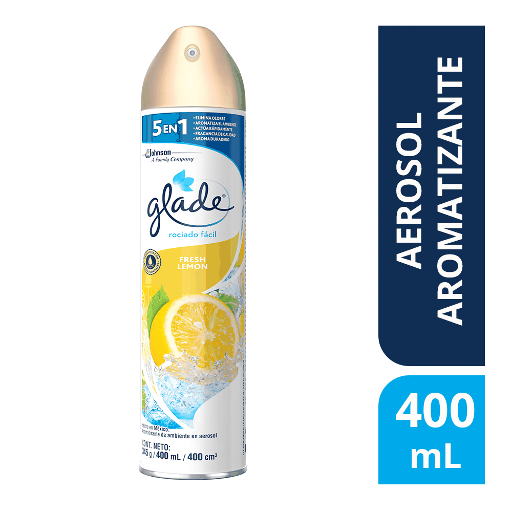 Ambientador Glade Aerosol Fresh Lemon 5 en 1 x400ml