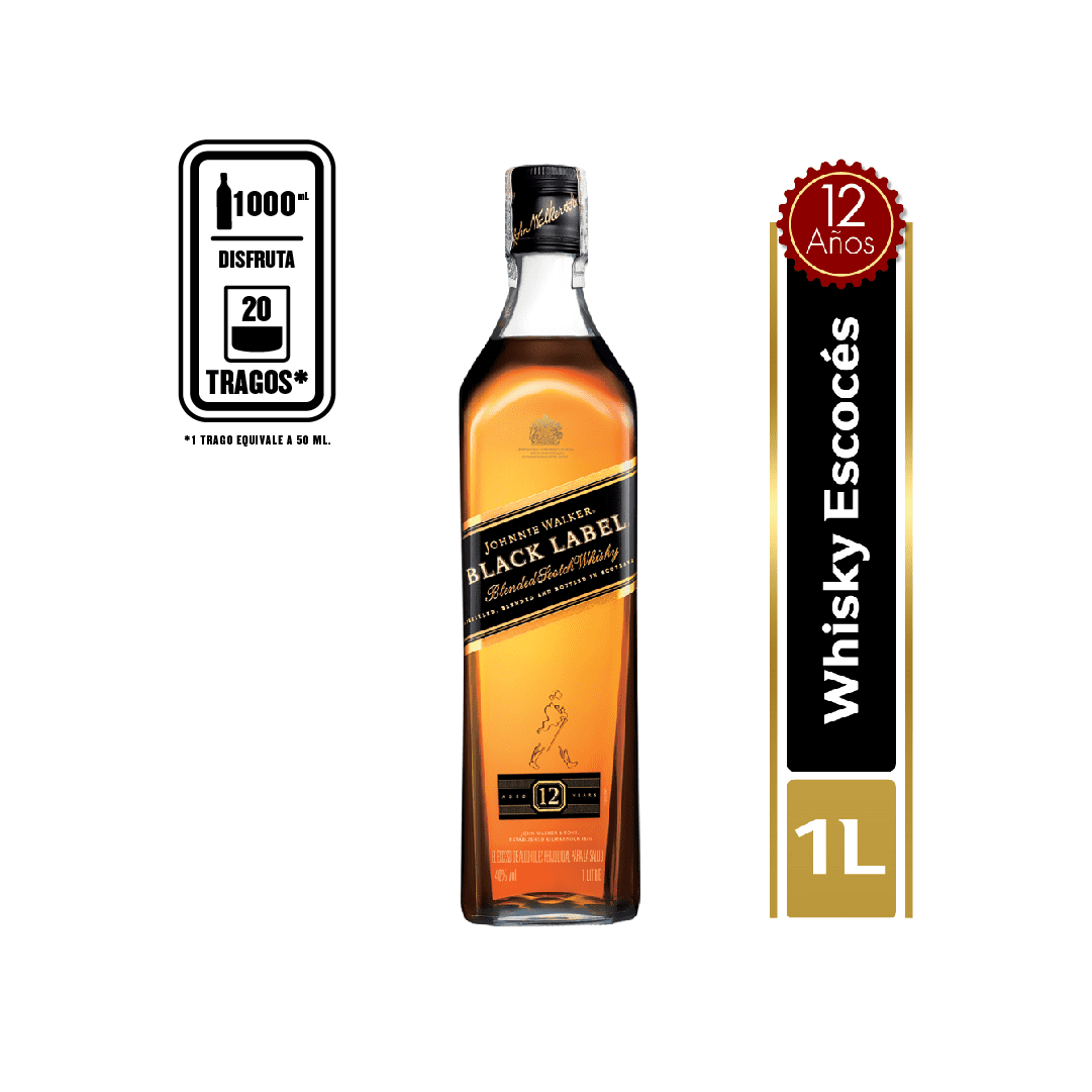 Whisky Johnnie Walker Black Label 12años x1000ml