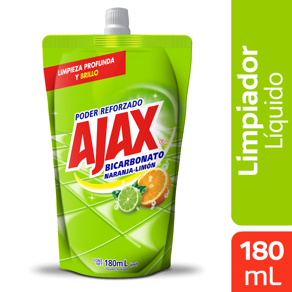 Limpiador Ajax Naranja-Limón Bicarbonato 180ml