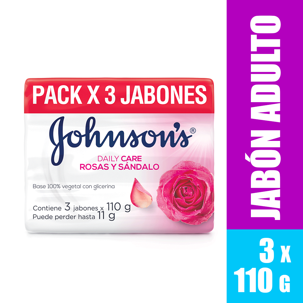Jabón Johnson´S Adulto Barra Rosas Y Sandia x3Un x110gr