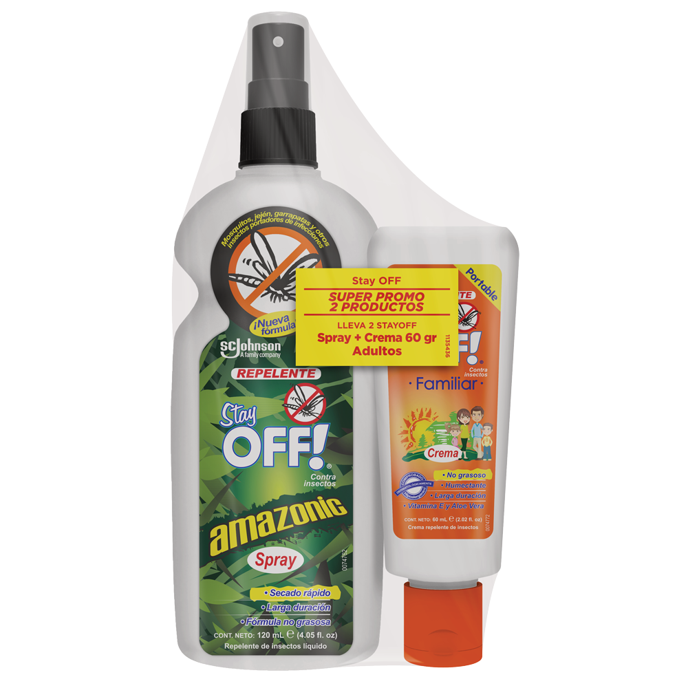 Repelente Stay Off Amazonic Spray x120ml + Stay Off Crema Adultos x60ml
