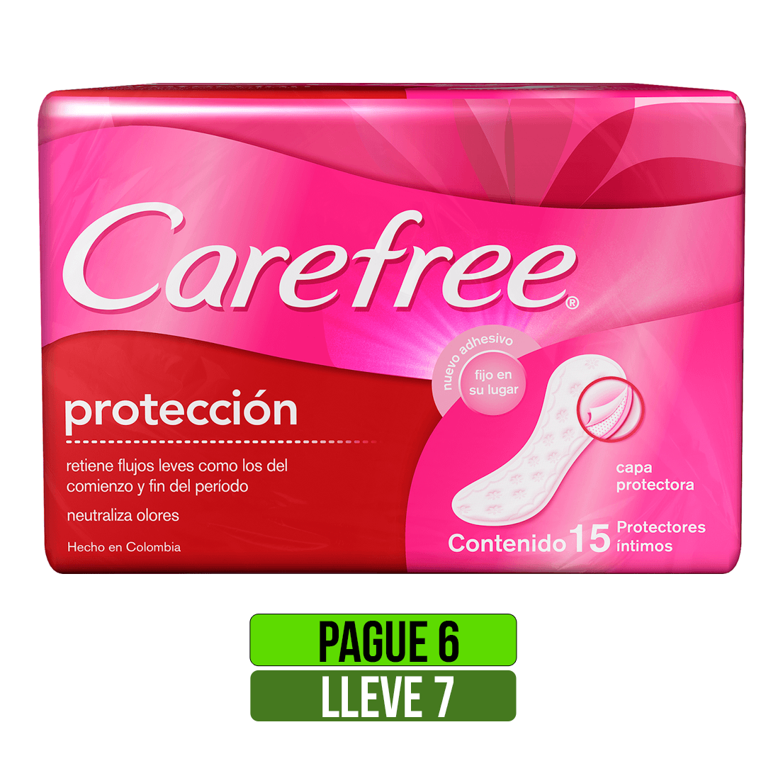Pague 6 Lleve 7 Protector Carefree Con Perfume x15 Protectores