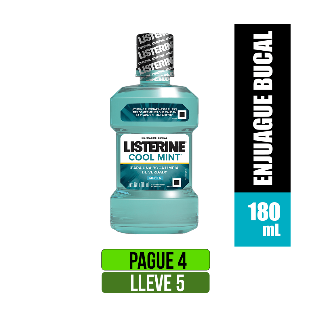 Pague 4 Lleve 5 Enjuague Bucal Listerine Cool Mint x180ml