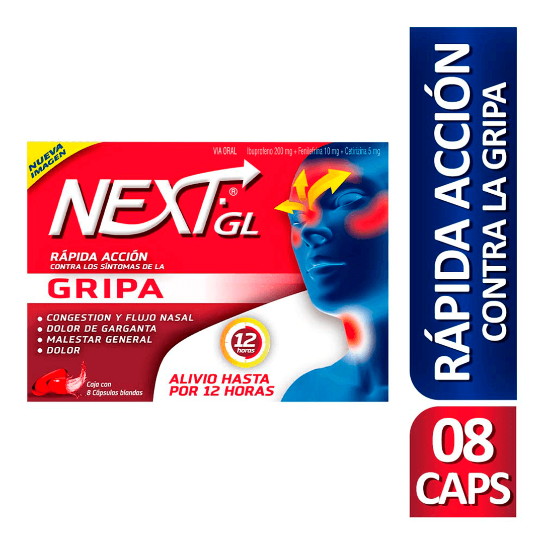 Next GL Gripa  x8 Capsulas
