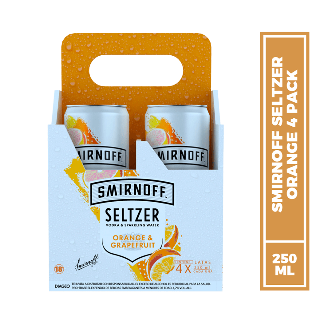 Vodka Smirnoff Ice Seltzer Orange And Grapefruit Pack x4Un x250ml