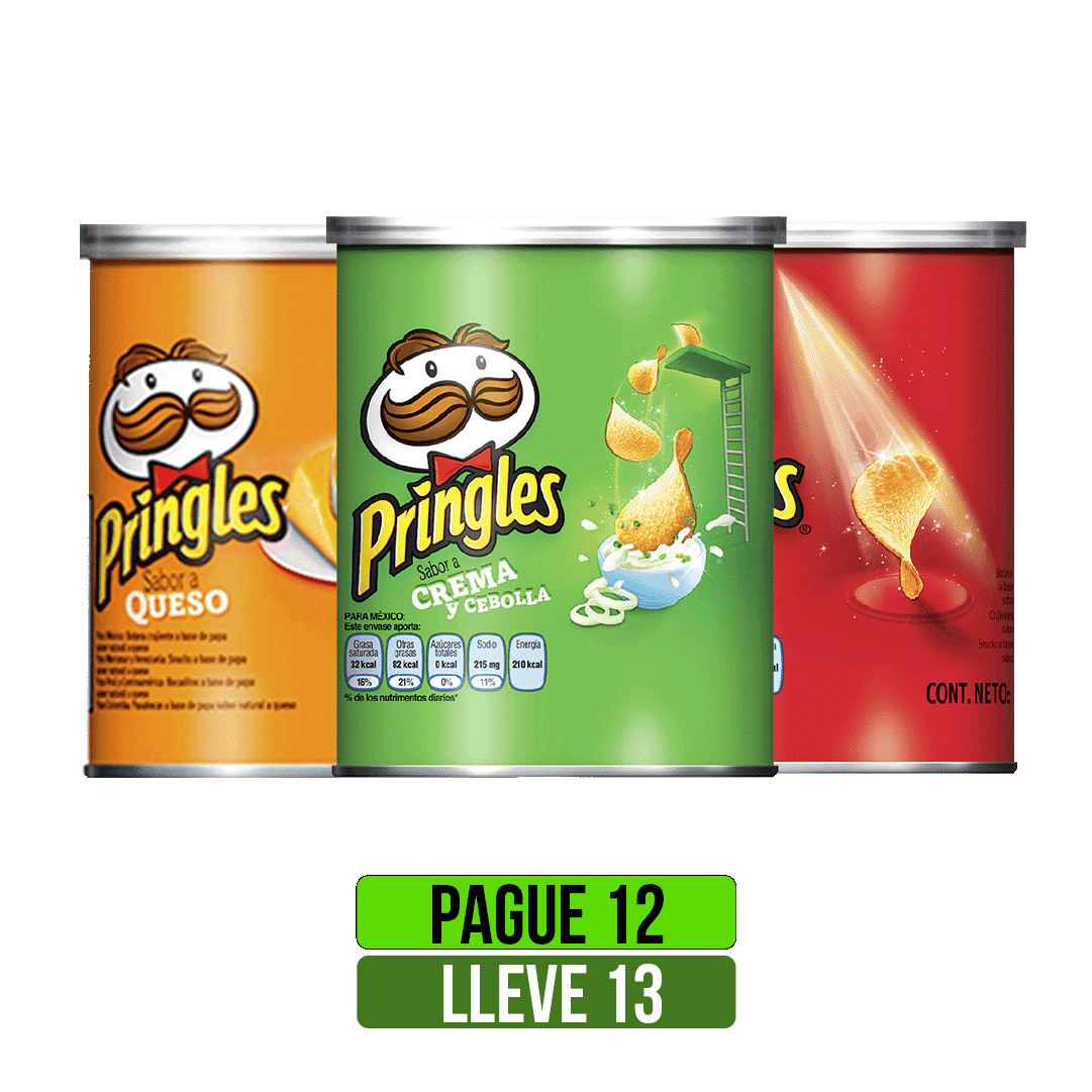 Pague 12 lleve 13Un Pringles x37gr-x40gr Surtido