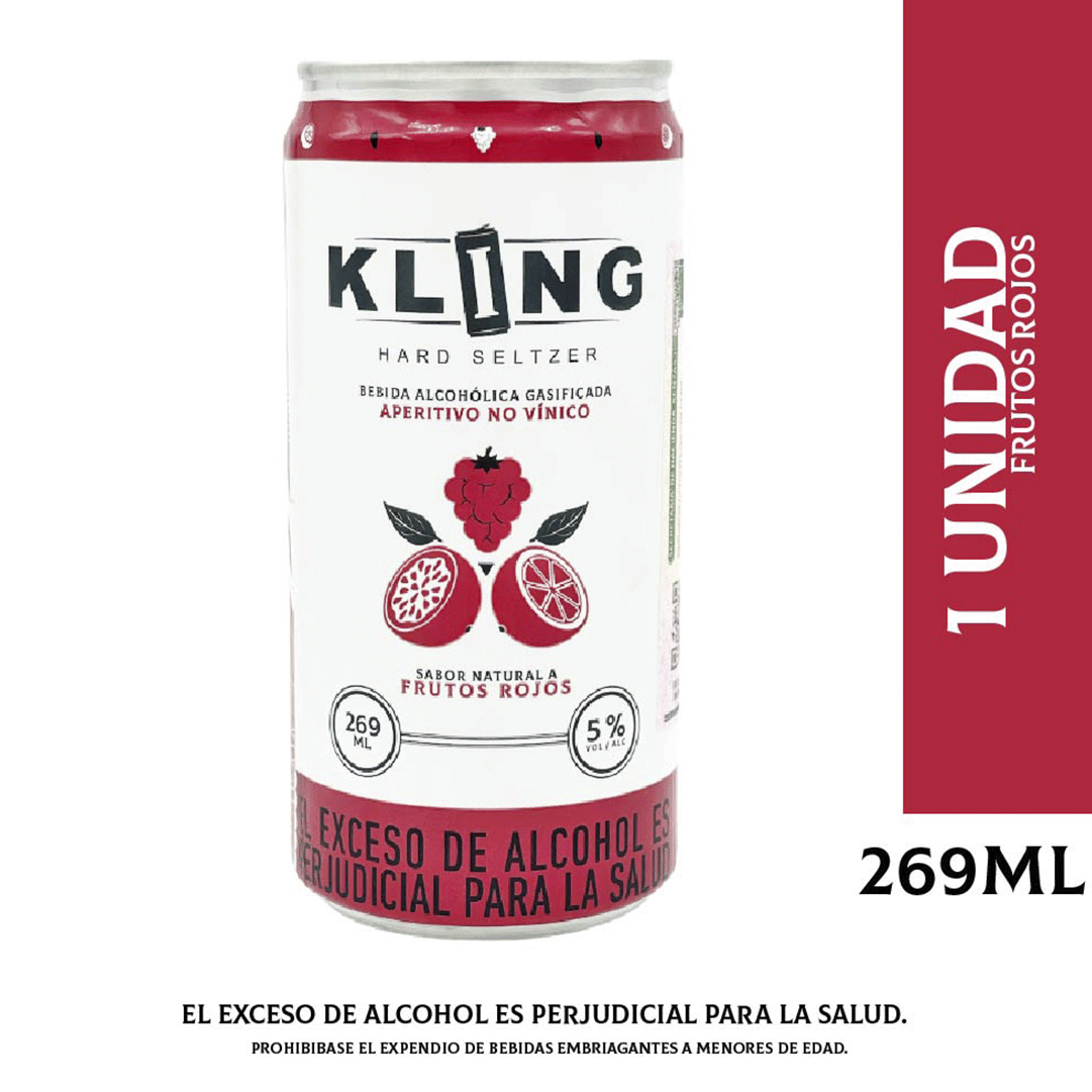 Bebida Alcoholica Gasificada Kling Hard Seltzer Frutos Rojos x269ml